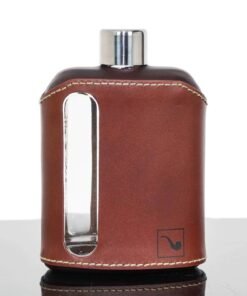 Ragproper Dark Brown Leather Glass Whisky Flask (100ml)